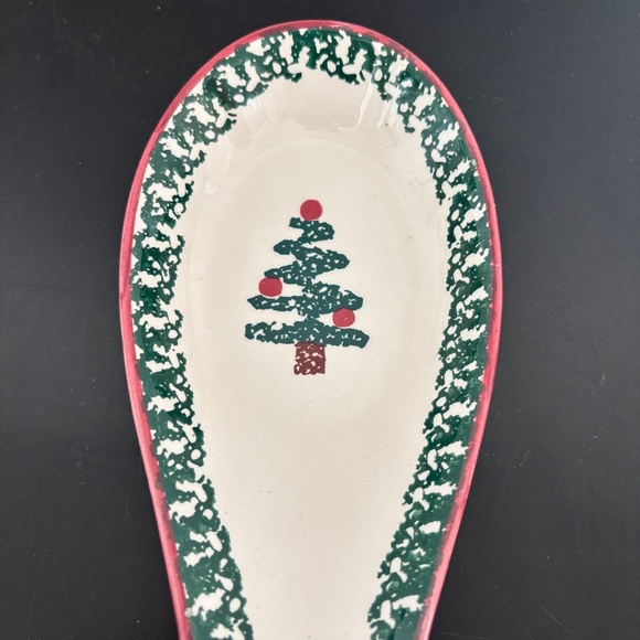 Furio Spoon Rest Made in Italy Christmas Tree Sponge Paint Vintage 1997 Bulbs - Picture 2 of 4